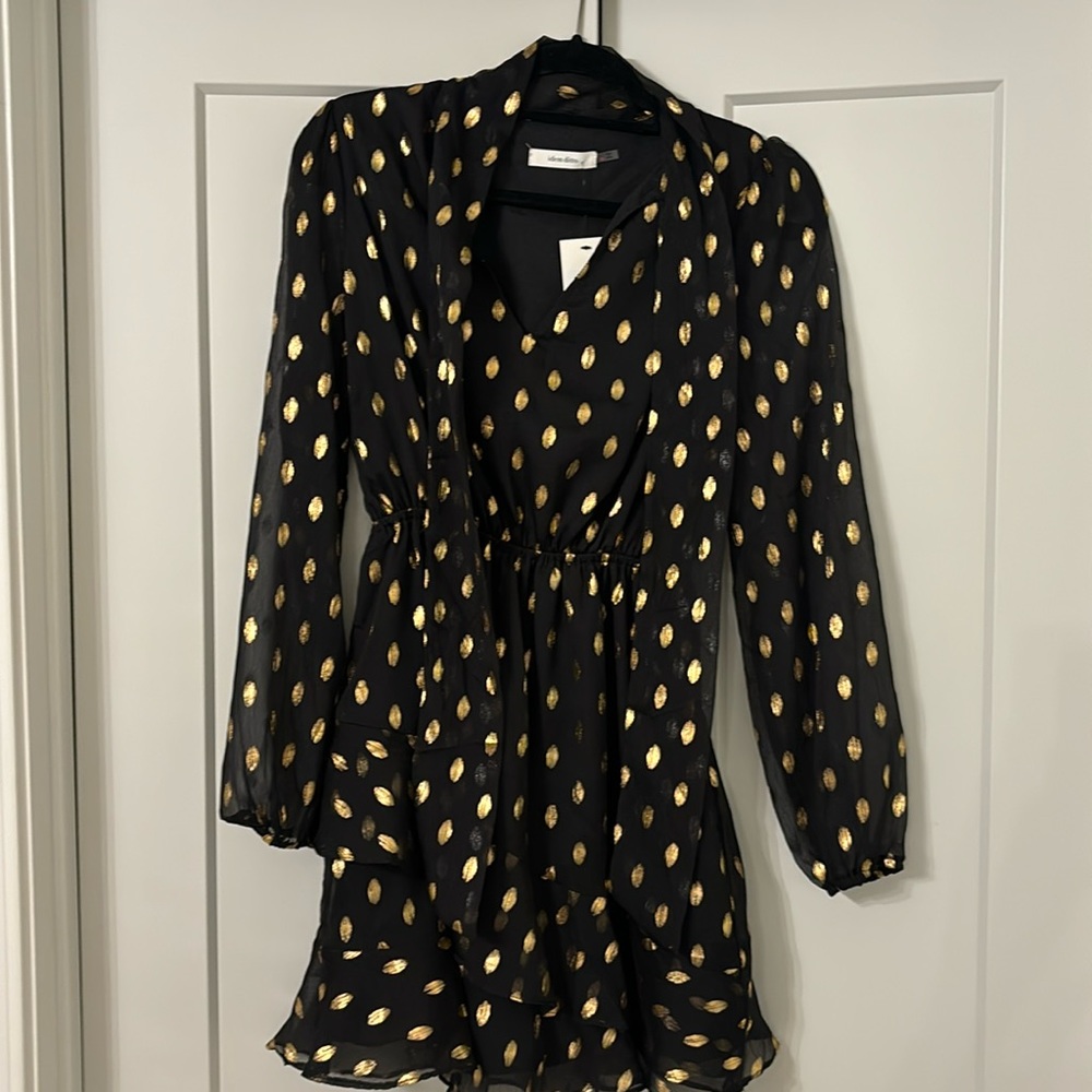 Black and gold polk a dot dress